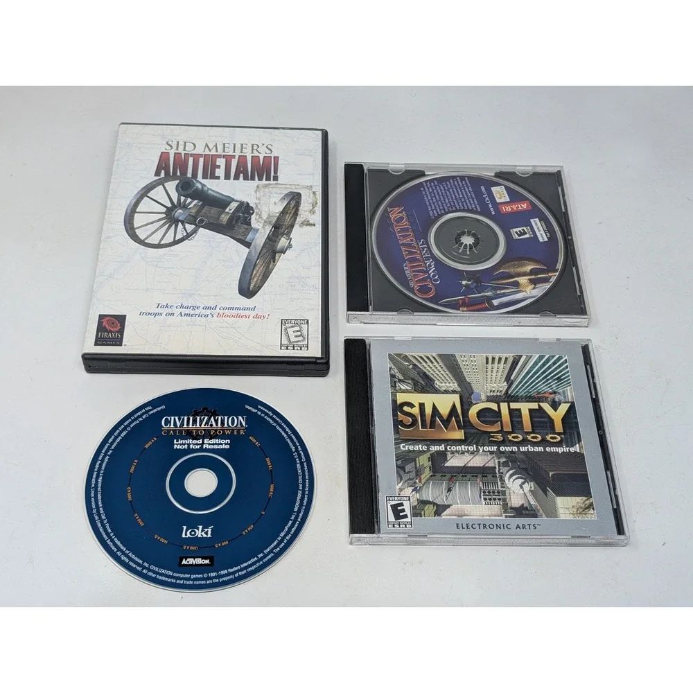 PC Game Lot Sid Meier's Civilization Gettysburg Sim‎ City 3000 VTG
